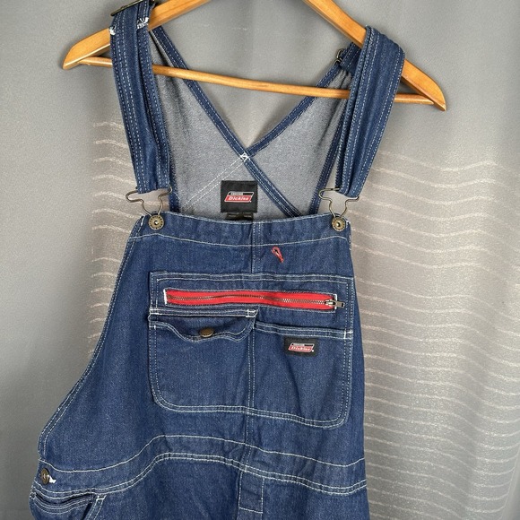 Dickies Overalls Mens 2XLR Blue Denim Farmer Bibs - Picture 1 of 11